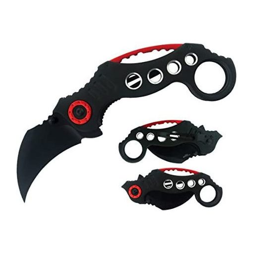 Ork Rugós Karambit piros-fekete - Tökéletes társ a harci és taktikai tevékenységek során!