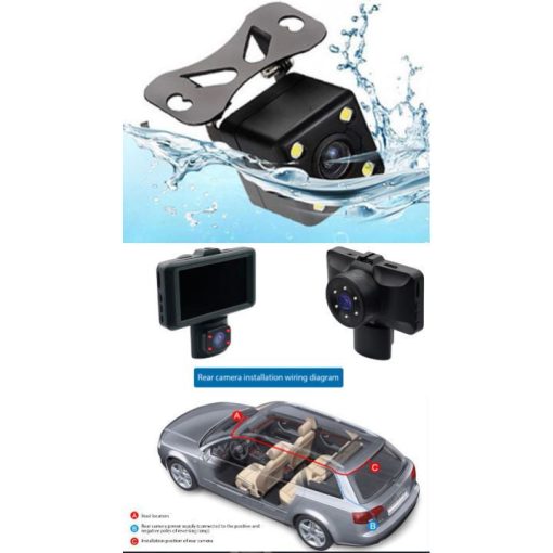 REC Dupla lencsés Autós fedélzetikamera tolatókamerával X-8 - 360 fokban forgatható