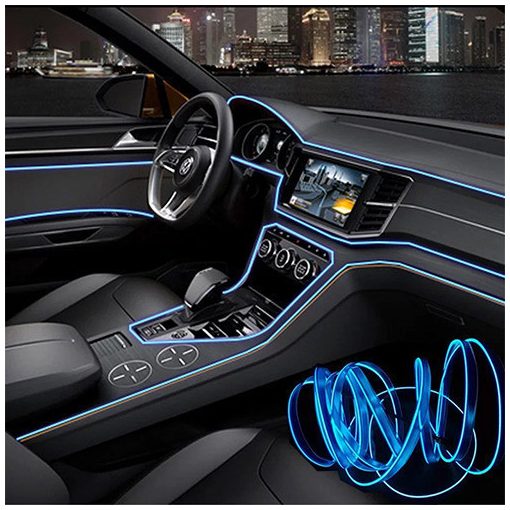 5 méteres kék ledszalag autóba vagy motorra szivargyújtó
