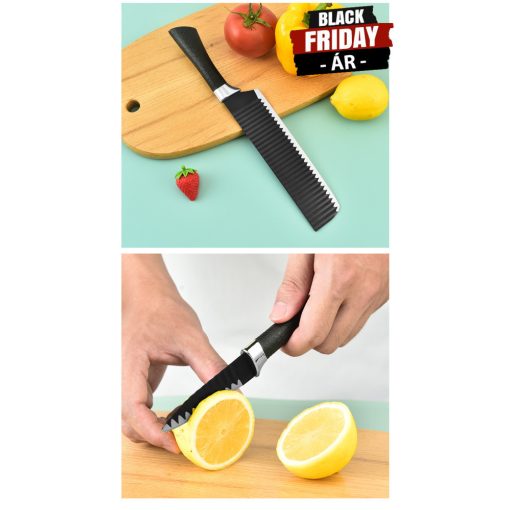 6 darabos konyhai késkészlet - fekete