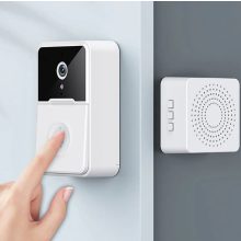 SmartCom Okos vezetéknélküli kapucsengő beltéri vevővel, fehér 