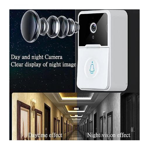 SmartCom Okos vezetéknélküli kapucsengő beltéri vevővel, fehér 