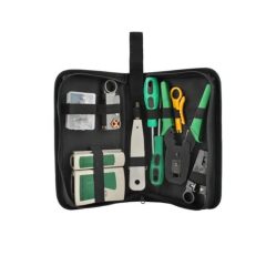   NewYork hálózati teszter készlet, LAN, UTP, FTP, krimpelő fogó, push-in eszköz, dugók, tároló fedél, 10 darabos