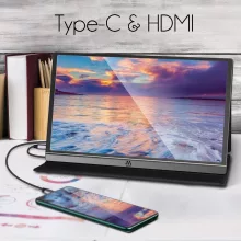 15,6" Hordozható monitor univerzális tokkal - 1080P FHD IPS kijelző, HDMI és Type-C csatlakozás