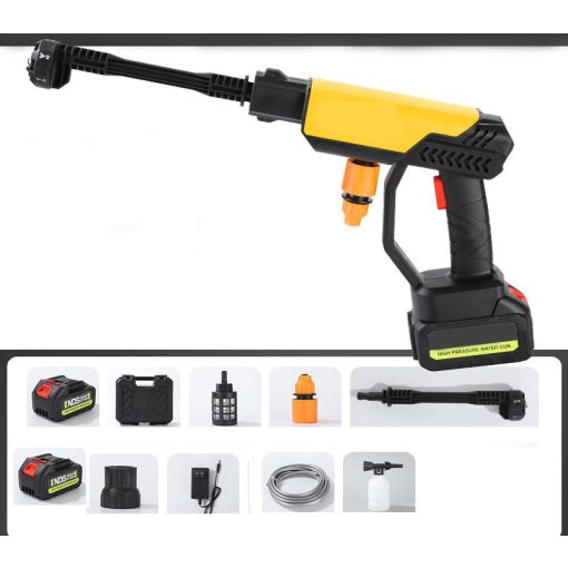 Yongwei Professzionális vezeték nélküli nagynyomású autómosó készlet 2 akkumulátorral, 300 W, 20 bar, 6 az 1-ben állítható fúvóka