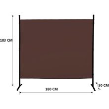Szobaelválasztó - Beltéri és kültéri használatra, irodákba, munkahelyekre, erkélyre, kiállításokra, rendezvényekre, 180 x 183 cm (Barna)