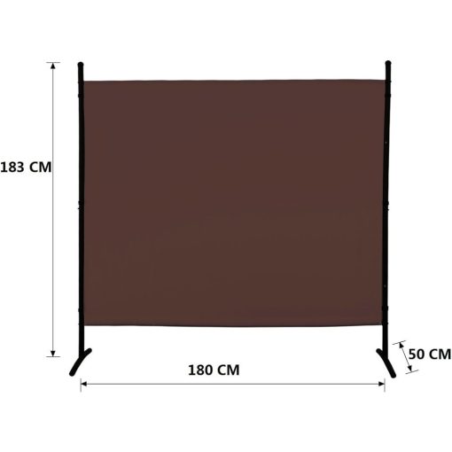 Szobaelválasztó - Beltéri és kültéri használatra, irodákba, munkahelyekre, erkélyre, kiállításokra, rendezvényekre, 180 x 183 cm (Barna)