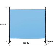 Szobaelválasztó - Beltéri és kültéri használatra, irodákba, munkahelyekre, erkélyre, kiállításokra, rendezvényekre, 180 x 183 cm (kék)