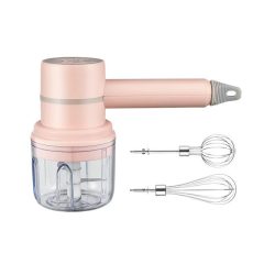   Vezeték nélküli 3 sebességes mini elektromos turmixgép + Elektromos mini konyhai aprító 2 az 1- ben - fehér