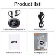 Q18 Kijelzős bluetooth fülhallgató, fehér