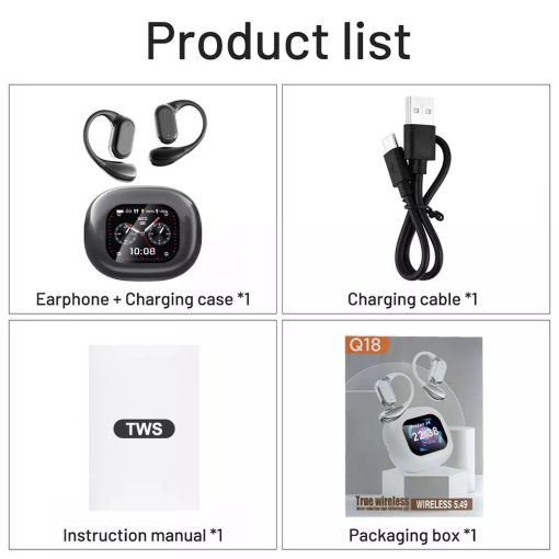 Q18 Kijelzős bluetooth fülhallgató, fehér