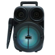 Hordozható 6,5" Bluetooth hangszóró mikrofonnal és LED világítással