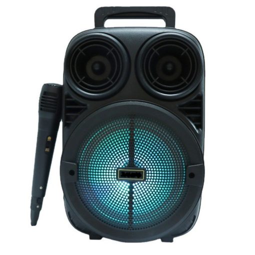 Hordozható 6,5" Bluetooth hangszóró mikrofonnal és LED világítással