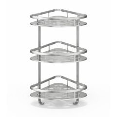   3 szintes Alumínium sarok fürdőszobai polc – fúrás nélkül