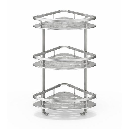 3 szintes Alumínium sarok fürdőszobai polc – fúrás nélkül