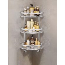 3 szintes Alumínium sarok fürdőszobai polc – fúrás nélkül