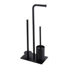 Álló WC papírtartó és WC kefe tartó – fekete, rozsdamentes acél