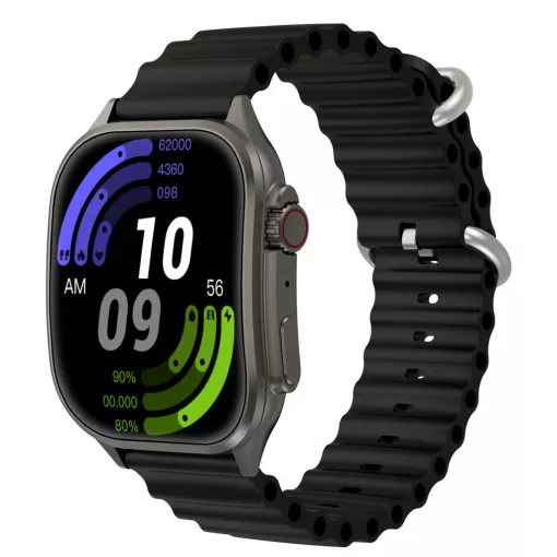 Laxasfit H7 Okosóra Bluetooth-hívás funkcióval, pulzusmérővel, lépésszámlálóval, alvásfigyelővel, ívelt kijelzővel, szabadtéri sportokhoz, fekete
