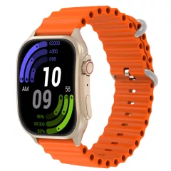   Laxasfit H7 Okosóra Bluetooth-hívás funkcióval, pulzusmérővel, lépésszámlálóval, alvásfigyelővel, ívelt kijelzővel, szabadtéri sportokhoz, narancs