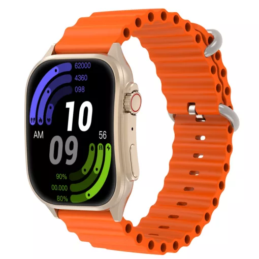 Laxasfit H7 Okosóra Bluetooth-hívás funkcióval, pulzusmérővel, lépésszámlálóval, alvásfigyelővel, ívelt kijelzővel, szabadtéri sportokhoz, narancs