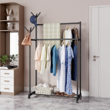 Sorno V3 dupla teleszkópos ruhatároló fogas akasztókkal - Élvezd a rendezett és átlátható ruhatárolást otthonodban vagy irodádban!