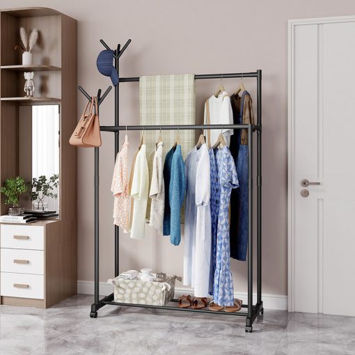 Sorno V3 dupla teleszkópos ruhatároló fogas akasztókkal - Élvezd a rendezett és átlátható ruhatárolást otthonodban vagy irodádban!