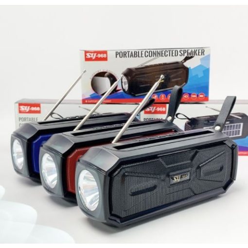 SY-968 Napelemes bluetooth hangszoró beépített zseblámpával,rádióval